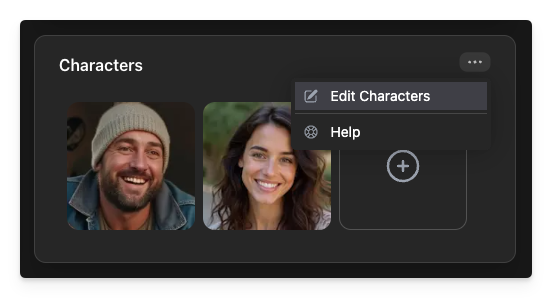 Characters Menu